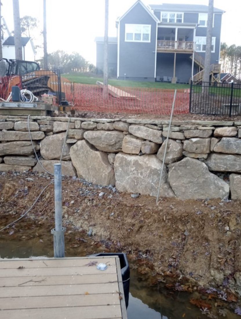 Retaining wall near the dock