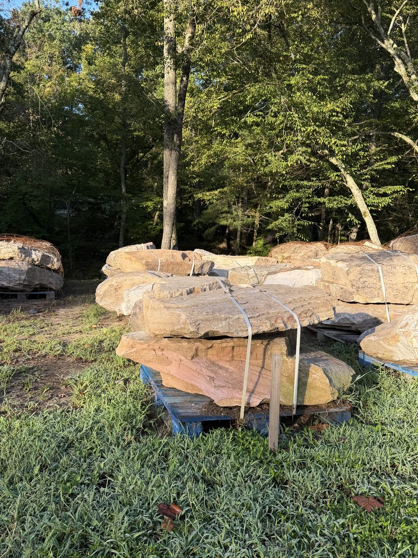 Flat stone stacked on a pallet